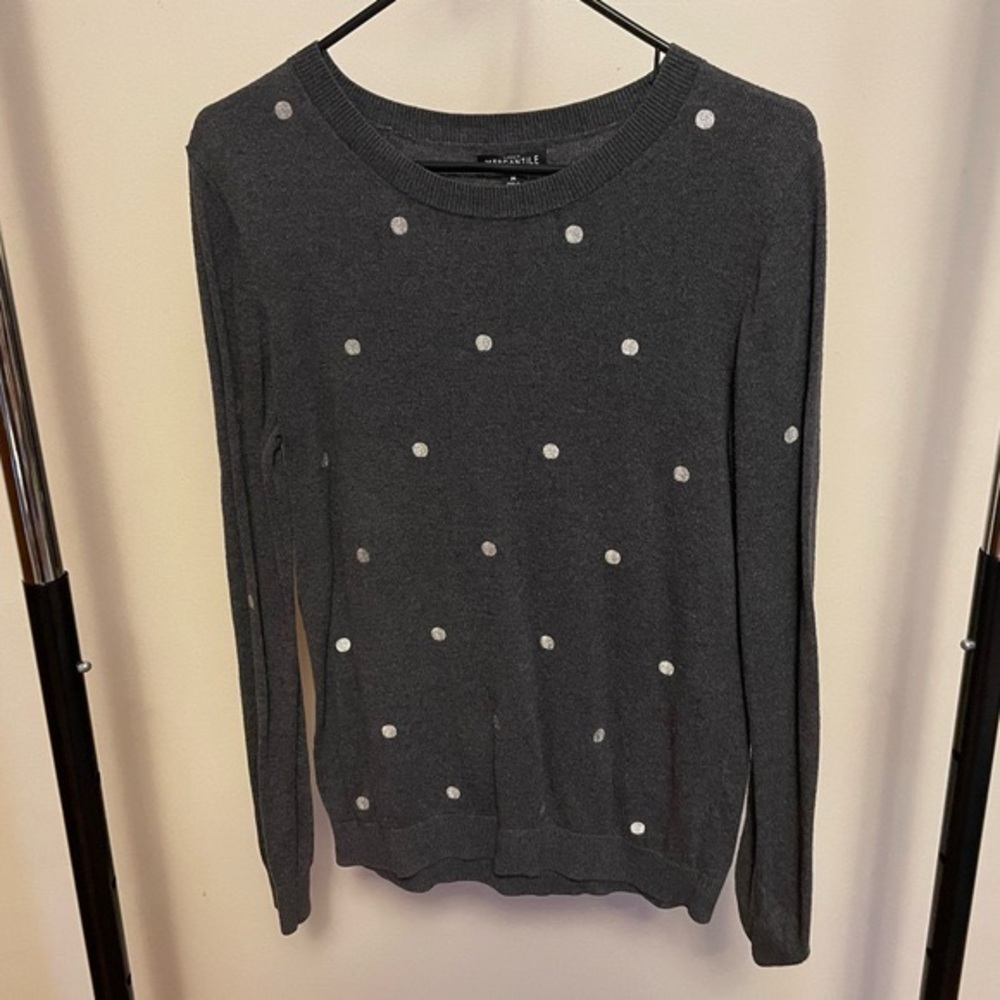 J Crew Mercantile Sweater with Polka Dots